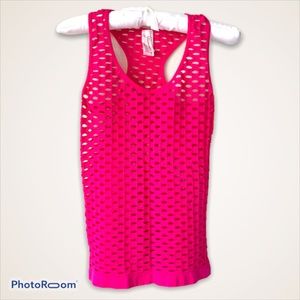 Tanco Fishnet Racerback Tank Top Pink